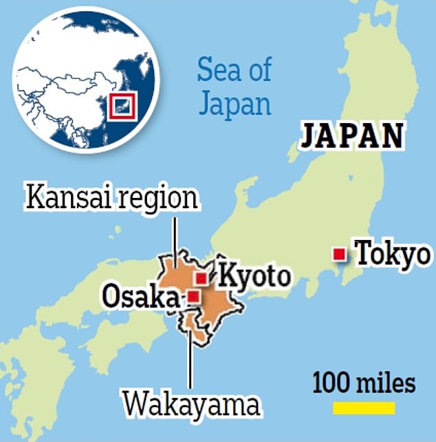 Map of Japan with Osaka Prefecture highlighted